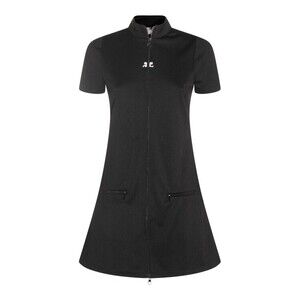 Courrèges Black Midi Dress With High Collar - NWT